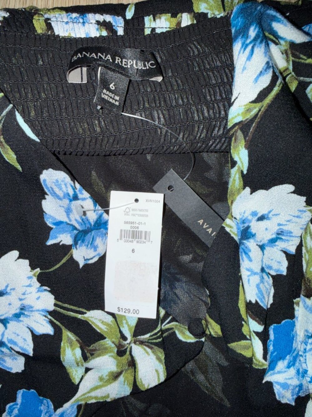 Banana Republic Floral Midi Dress Black Blue Size 6 NWT - Picture 5 of 6